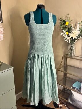 Hutch Mint Green Sleeveless Smocked Midi Dress
